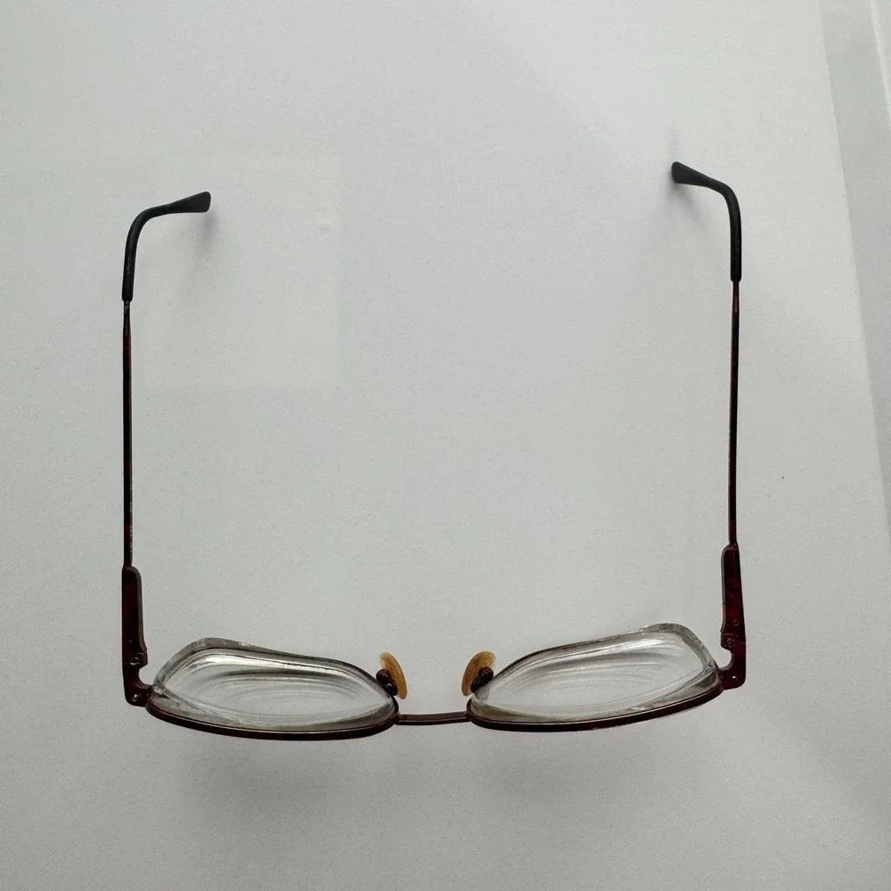 Logo Paris Frame France LM130 Rectangle Eyeglass Frames Burgundy Metal Y2K Vtg